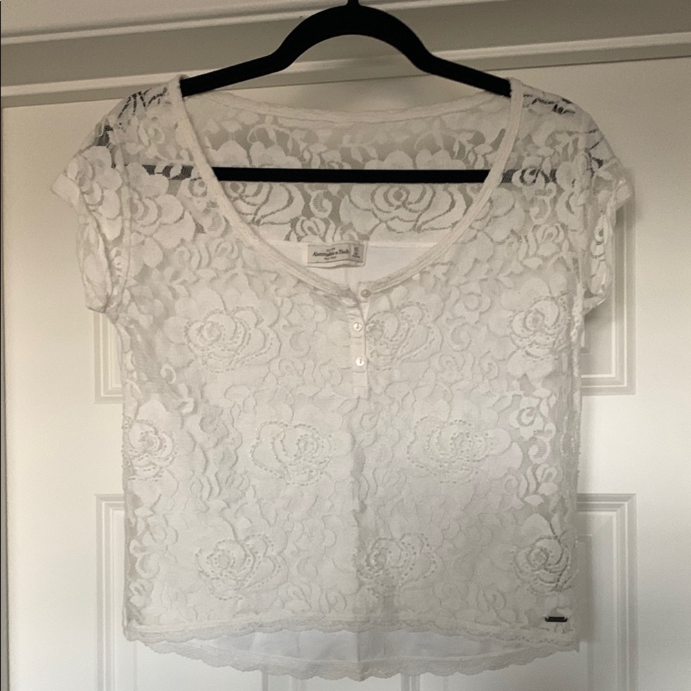 Abercrombie & Fitch White Lace Beaded Women’s Top